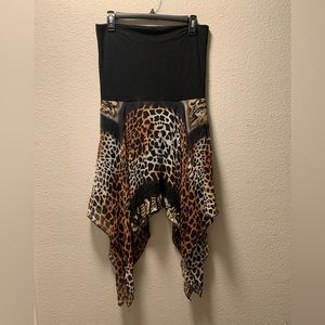 Cache luxury silk animal print brown black flowy lined knee length dress / Skirt